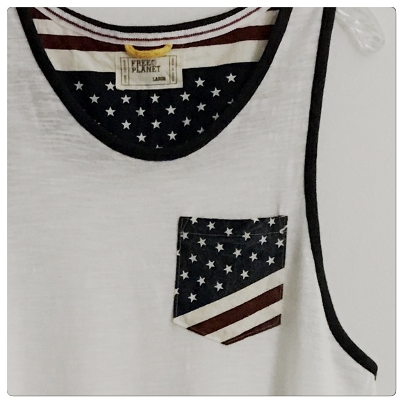 NWT Men's Free Planet White Patriotic Tank - Picture 4 of 4