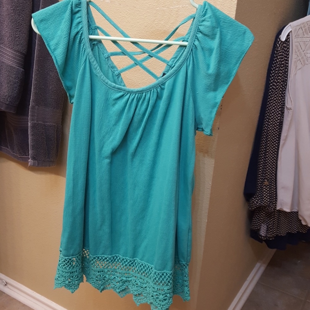 Green, back detail blouse