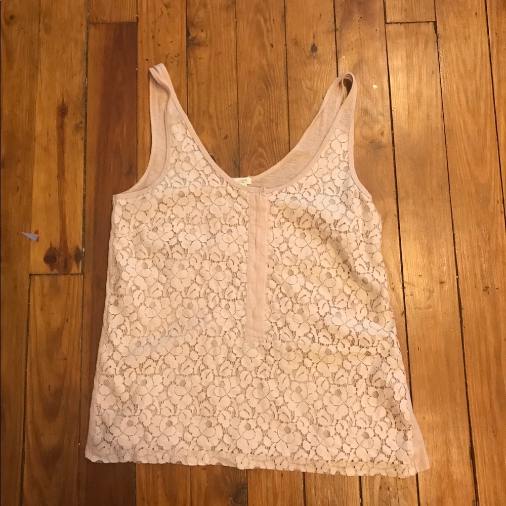 J Crew pink lace tank top