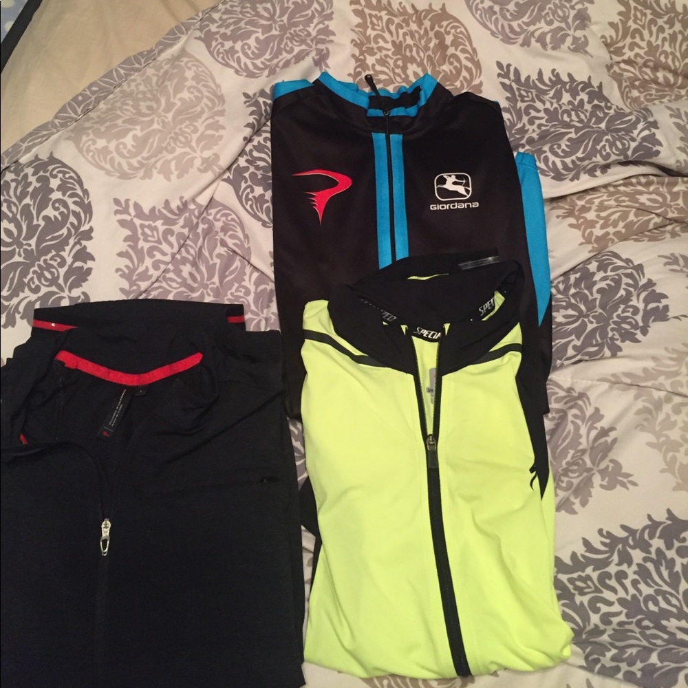 🚫SOLD🚫lot of biking shirts and a pair