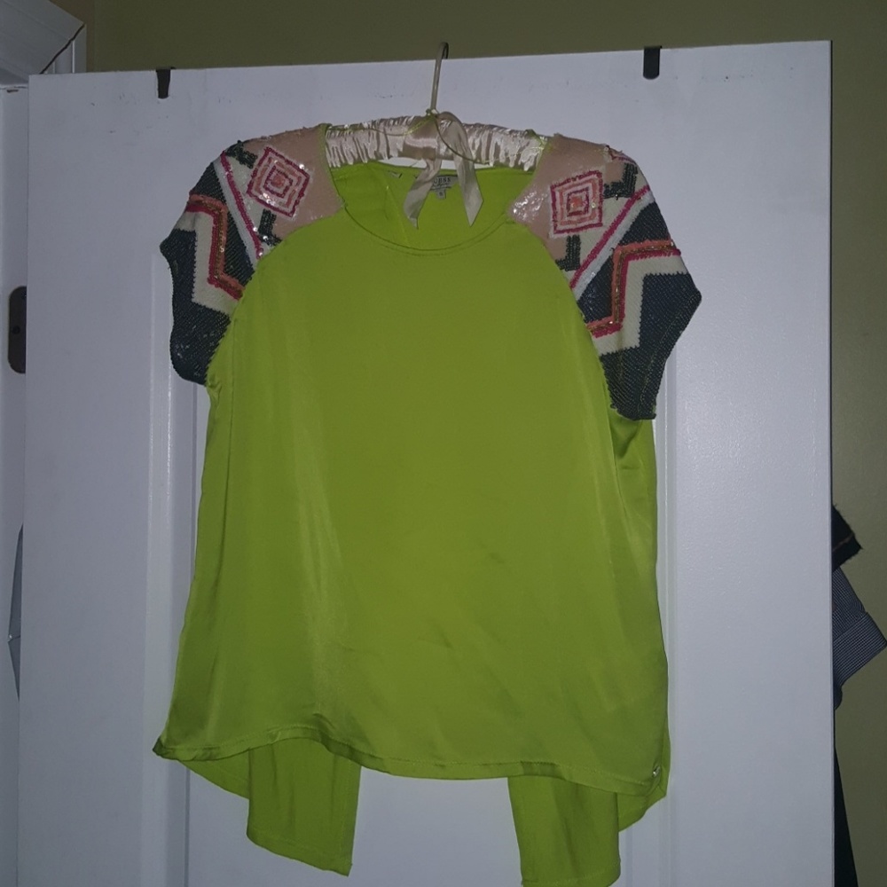 sequined sleeved top