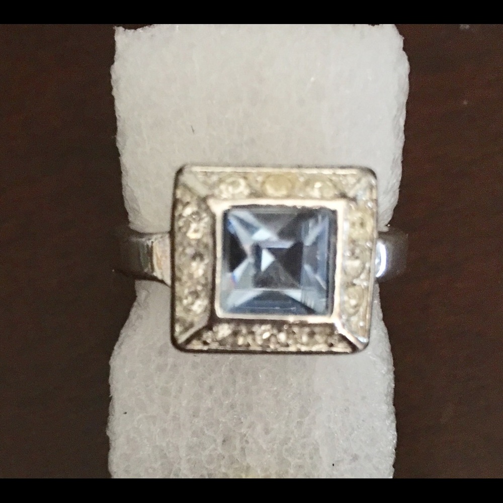 Sterling blue stone cocktail ring