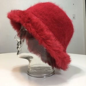 Red Angora hat