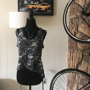 Lace-Patterned Double Strapped High-Low Top