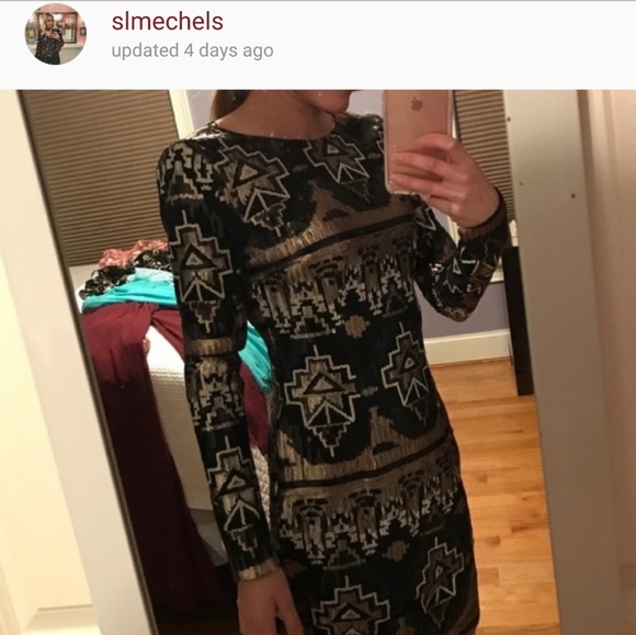 Squin Aztec print low back dress - Picture 4 of 4