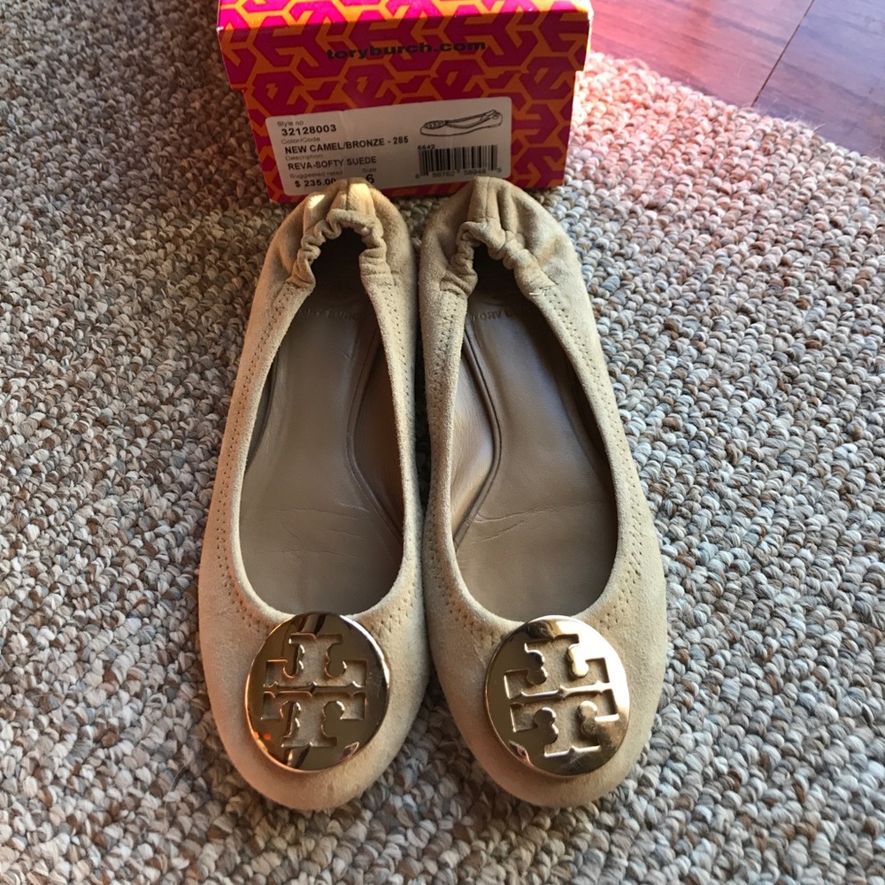 SOLD Tory Burch camel reva flats