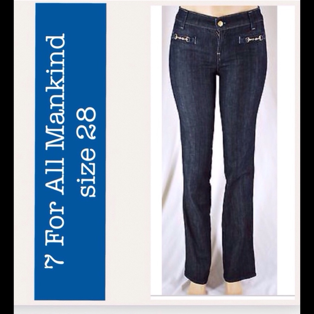 7 for all Mankind dark wash and gold detail