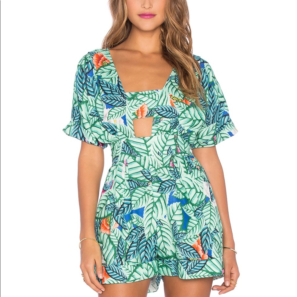 Mara Hoffman Green Palm Print Romper - Picture 1 of 8