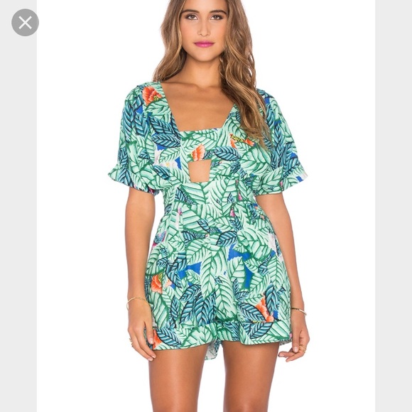 Mara Hoffman Green Palm Print Romper - Picture 2 of 8