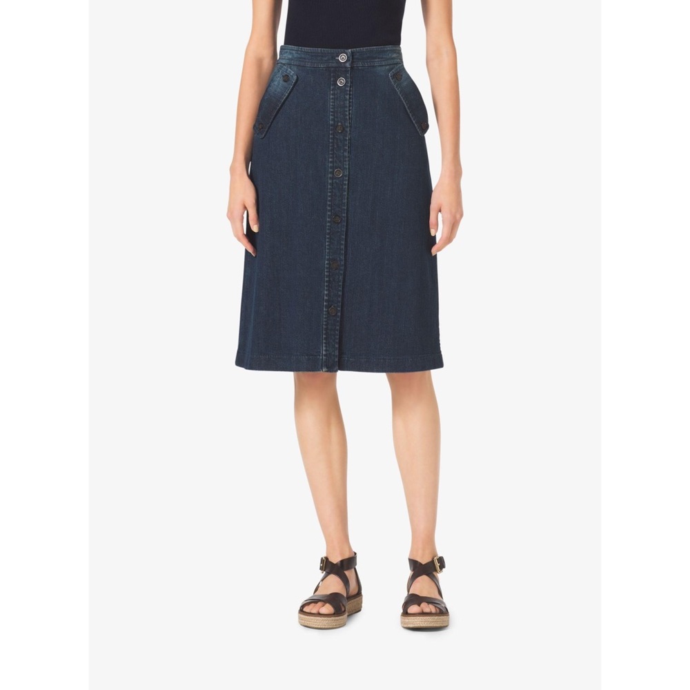 MICHAEL KORS DENIM BUTTON SKIRT