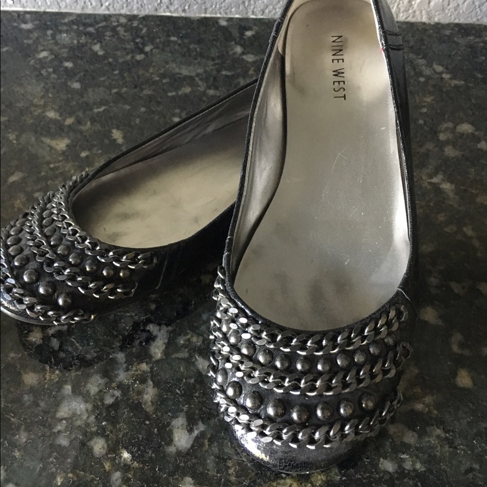 Nine West black Leather flats - size 6