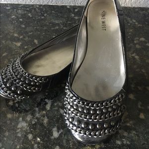 Nine West black Leather flats - size 6
