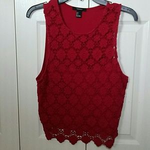 Red flower crop top