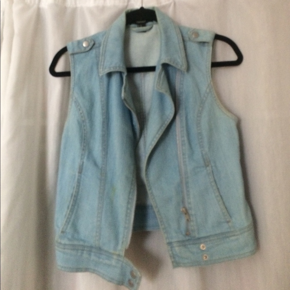 Light wash denim vest
