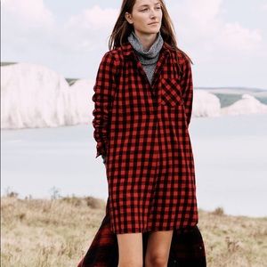 Madewell Red Flannel Shirtdress NWT