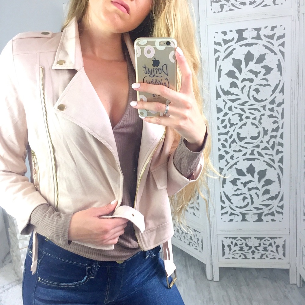 Adora Blush Suede Jacket