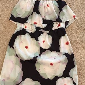 Cute purple flower strapless dress