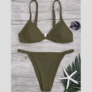 Solid Color Spaghetti Strap Bikini