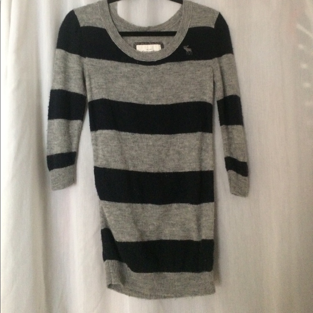 Navy Blue and Gray striped wool sweater