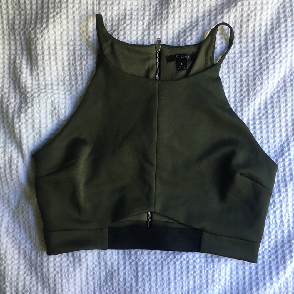 Army Green Crop Top
