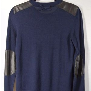 Kate Spade Genni leather and wool navy sweater L