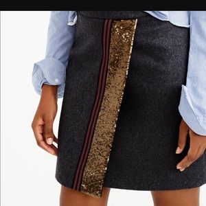 J Crew Wool Sequin Wrap Skirt