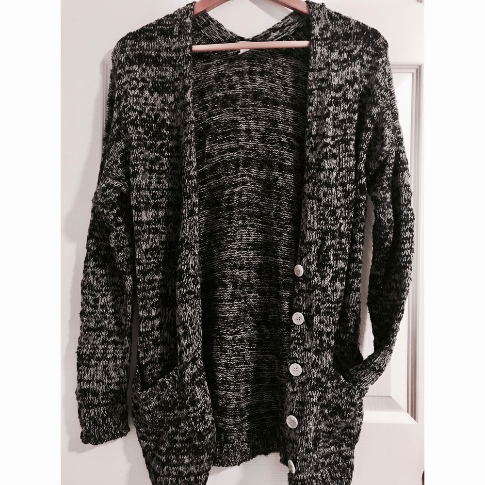 BP Marled Gray & Black Sweater Cardigan
