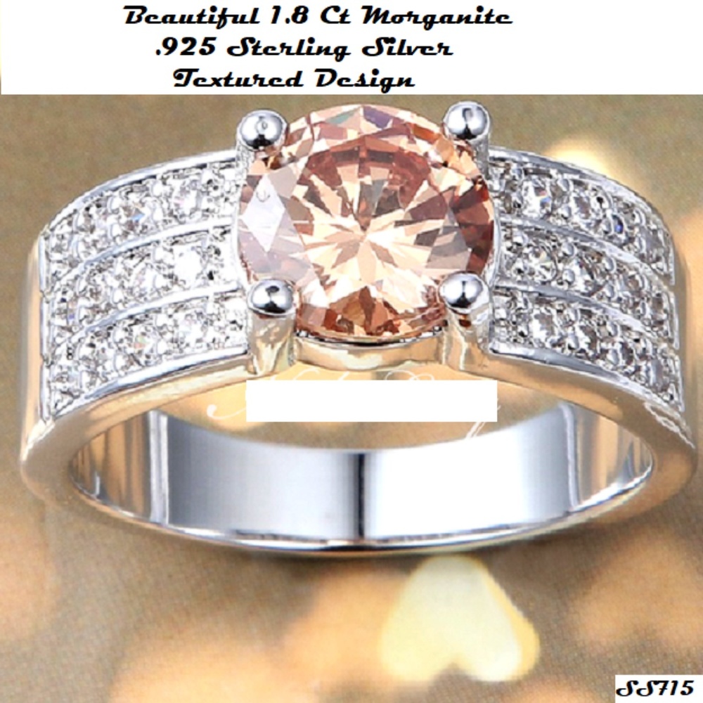 Morganite Ring   .925 Sterling    Size 7 1/4 & 7 1/2 Available