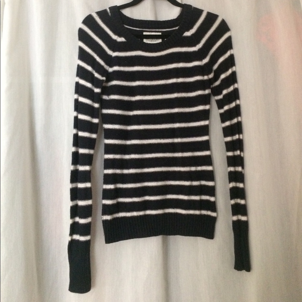 Navy Blue and White striped sweater