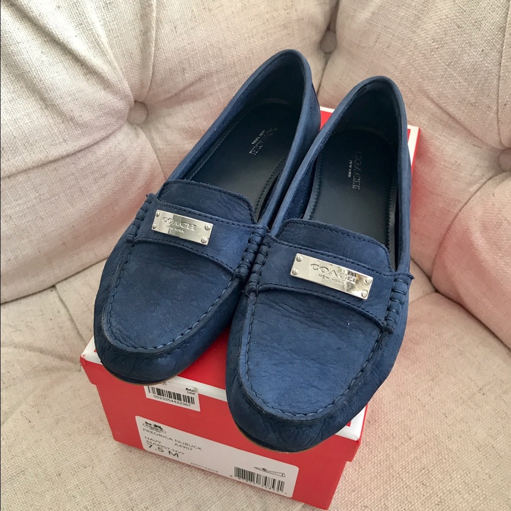 Coach blue suede shoes loafers