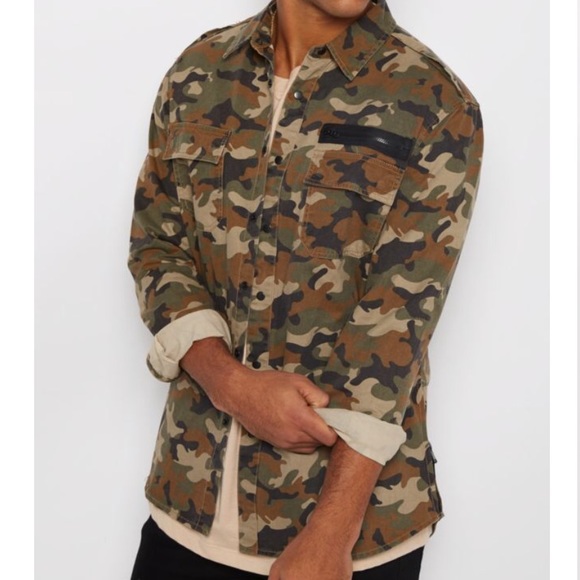 Camo Military Twill Button Down Shirt - Picture 1 of 2