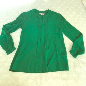 Banana Republic Green Long Sleeve Silk Blouse