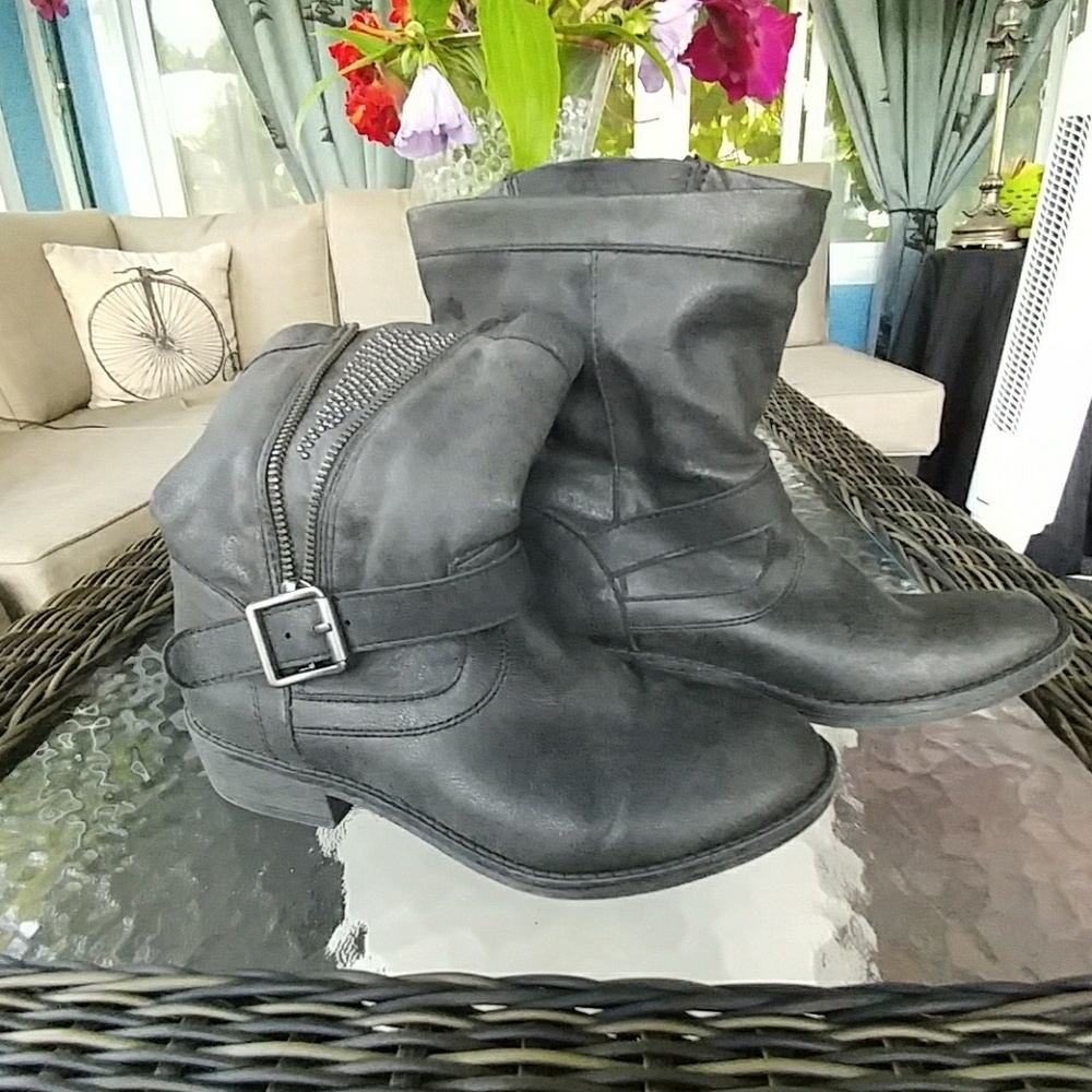 Grey-Black Motorcycle style boots