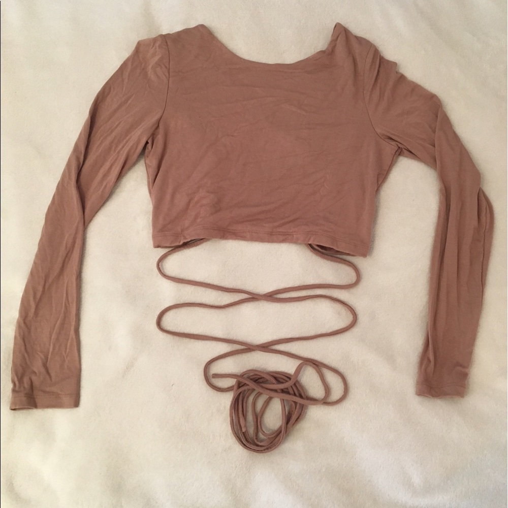 Tan Crop Top with Open Back