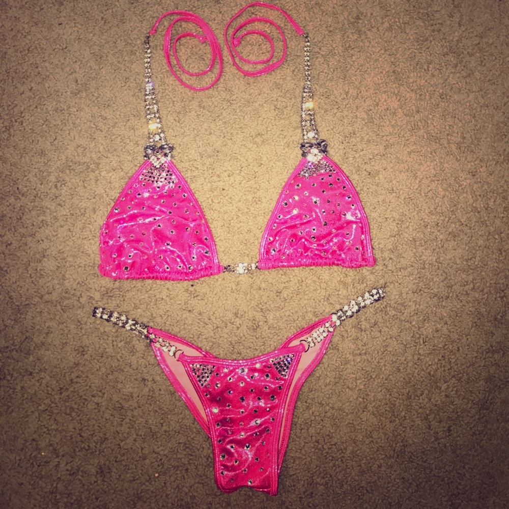Competition Diamond Encrusted Hot Pink NPC Bikini
