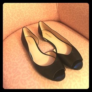 Nine West Black Peeptoe Flats NEVER WORN!