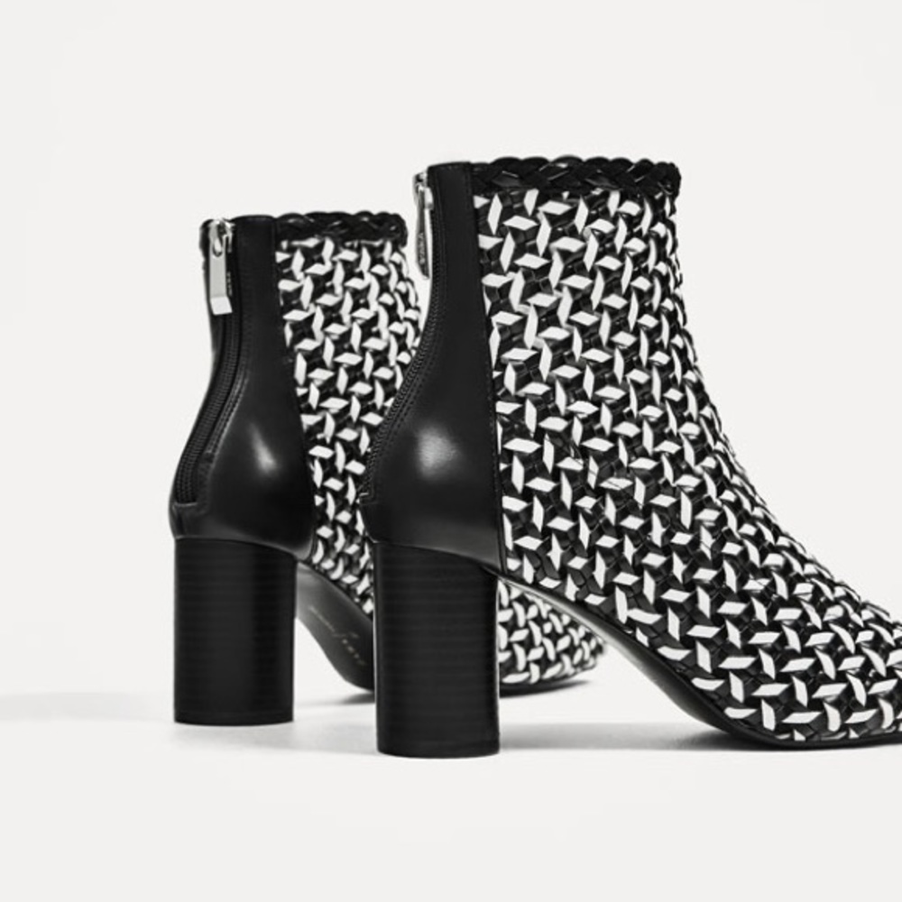 Zara two tone braided high heel boots
