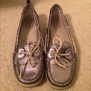Sperry Top-sider Pewter Glitter boat shoes 7.5