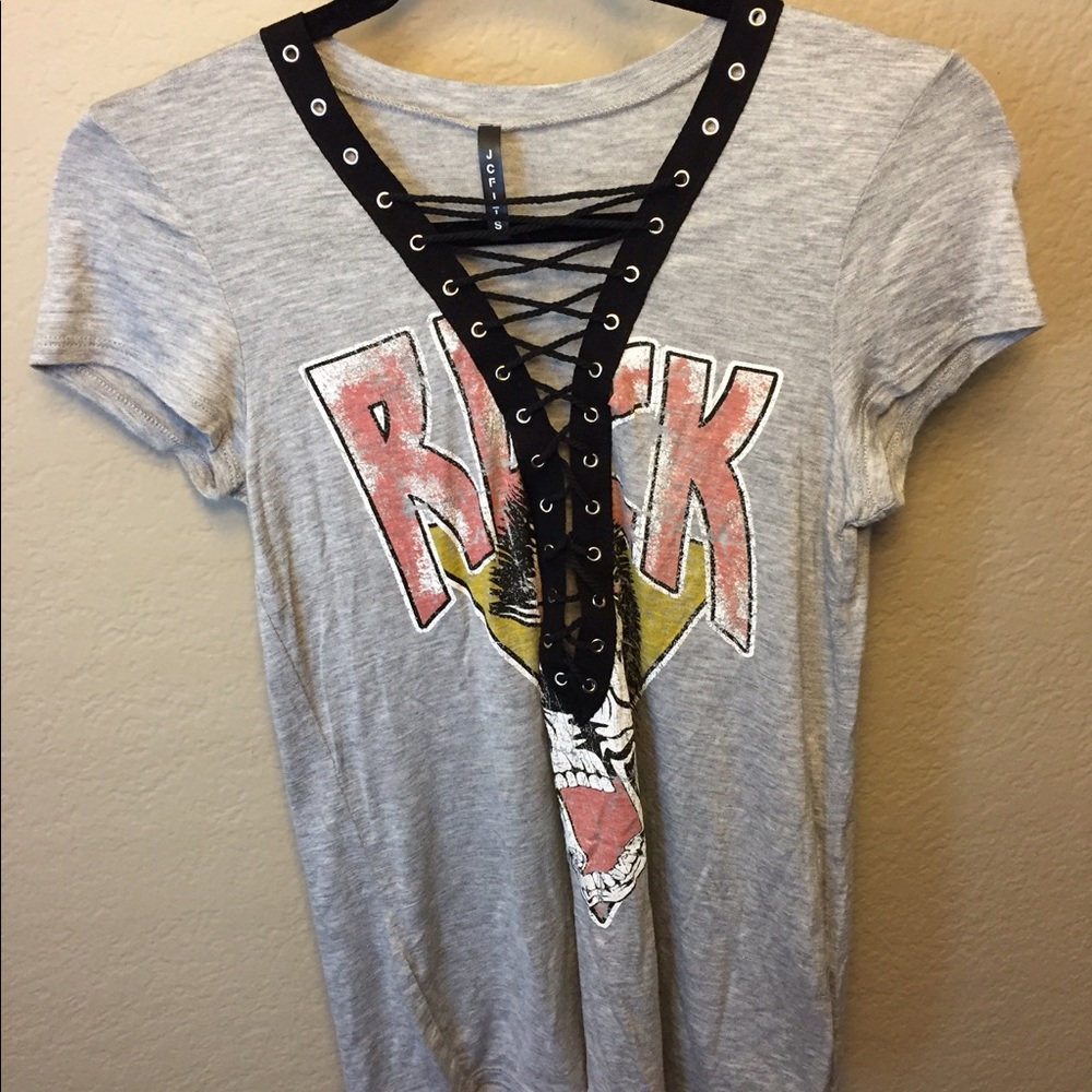 Lace up T-shirt with design