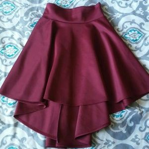 NEVER WORN Burgundy High Low Skirt