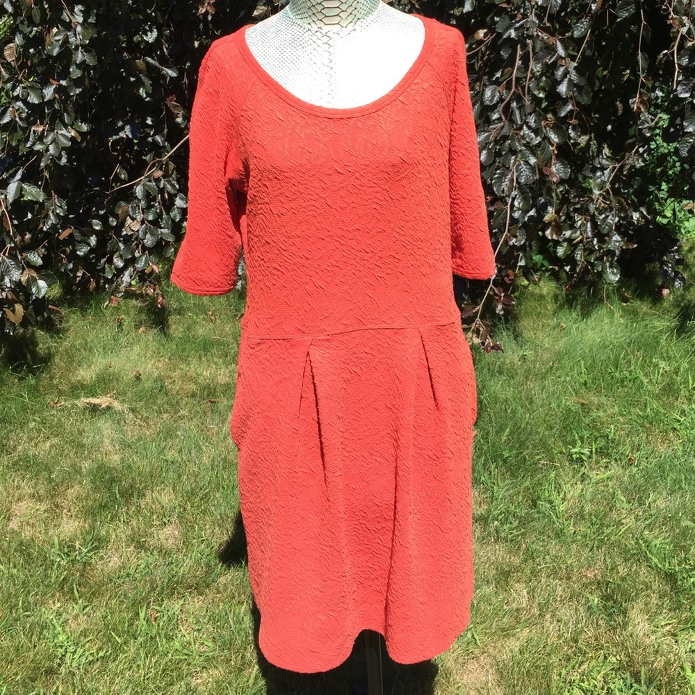 Peruvian Connection Salmon 3/4 Sleeve Dress