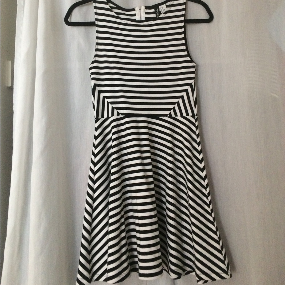 Black and white striped dress
