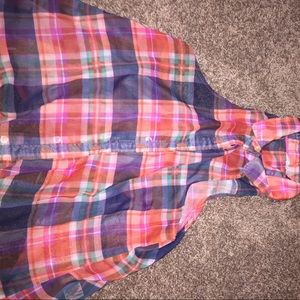 A see-through, no sleeve, Aeropostale flannel.