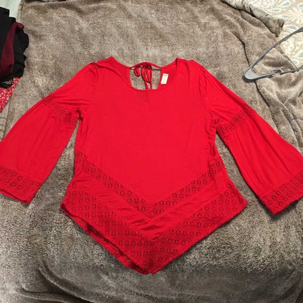 Red Bell Sleeve Tunic