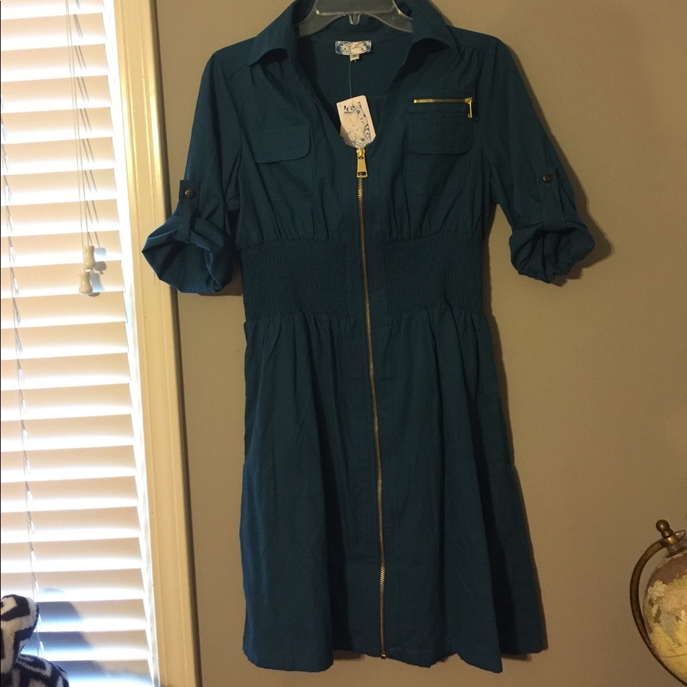 Navy blue zip up dress