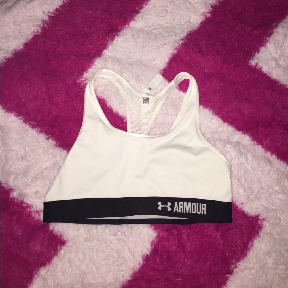 Youth white under armour sports bra