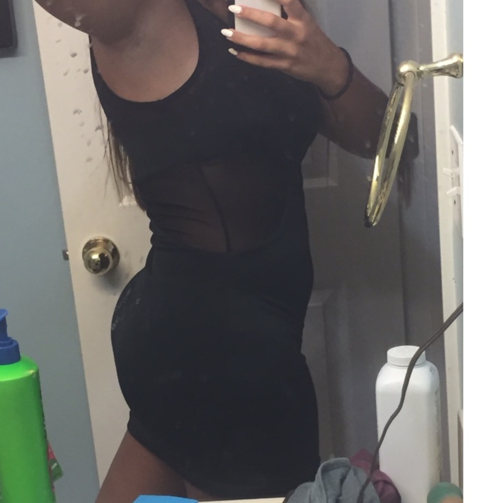Black Mesh Cut Out Dress (Size L) Forever 21
