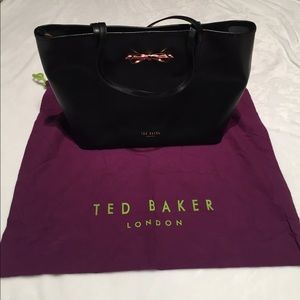 Ted Baker London black tote w/ rose gold details