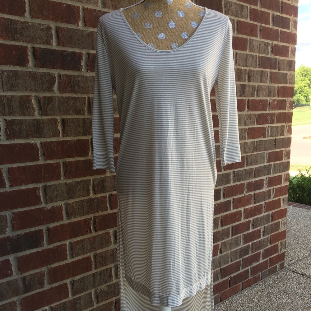 A'reve Striped T-Shirt Dress with Hi-Lo Hem