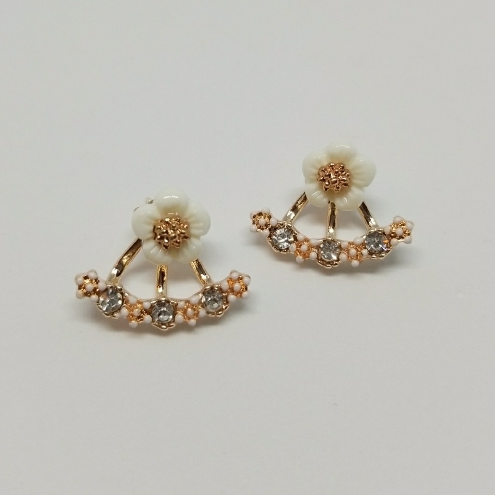 925 Sterling Silver Daisy Flower Earrings (R.Gold)